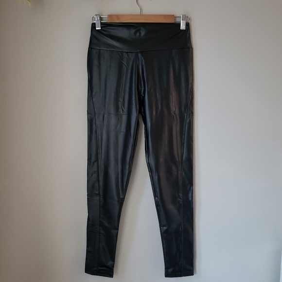 High Waist Slick Faux Leather Leggings - Picture 7 of 15